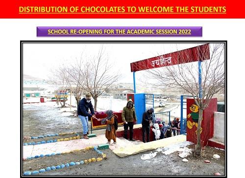 CHOCOLATE DISTRIBUTION ON SCHOOL RE-OPENING FOR ACADEMIC SESSION 2022